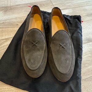 Del Toro Men's Suede Milano Loafers in Dark Gray Brown Size 8